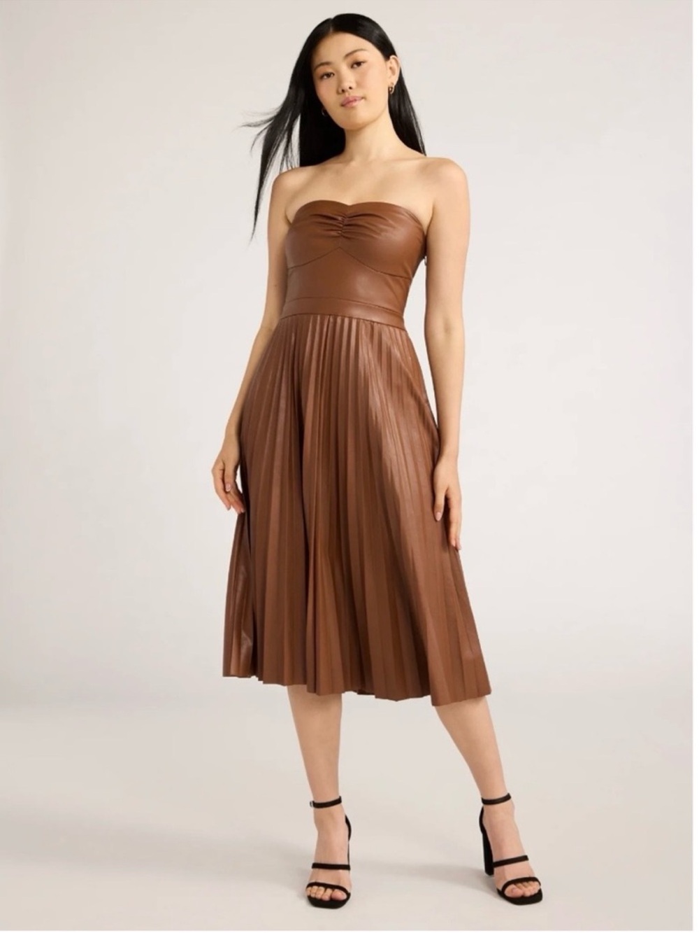 Scoop Ultimate Faux Leather Strapless Midi Dress Large 12-14